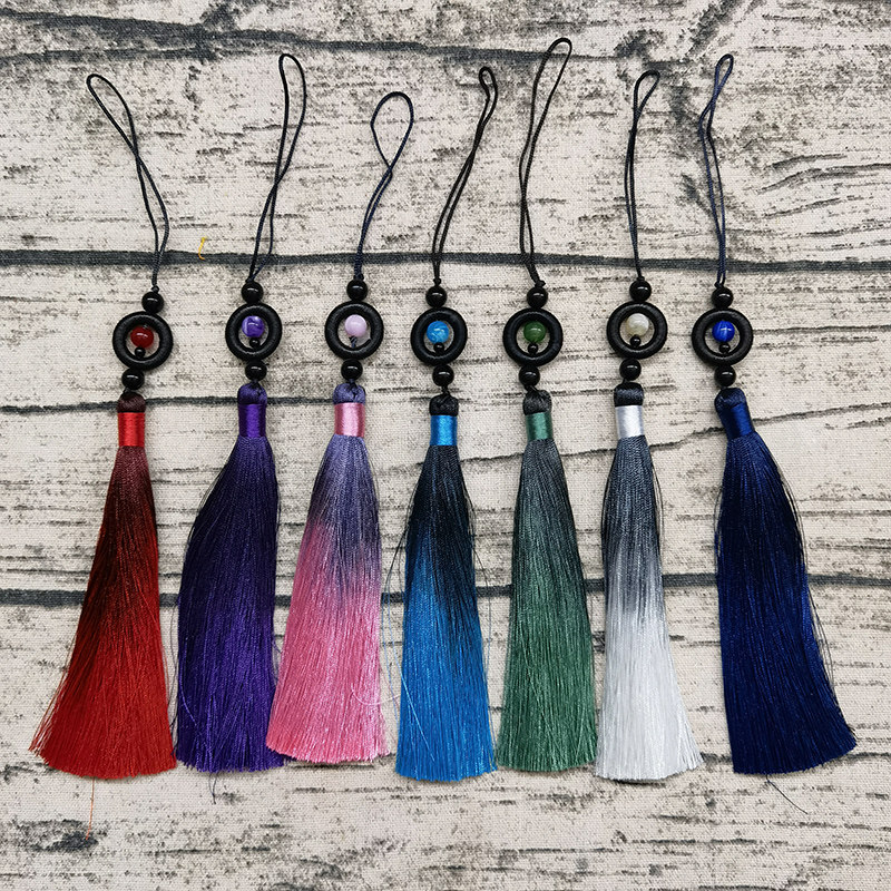 渐变色流苏扇坠 红黑蓝绿粉紫圆环加珠涤纶手机挂件W汉服旗袍饰品,纺织面料/辅料/配套,流苏/穗,淘宝优惠券,粉丝福利购,淘宝优惠卷