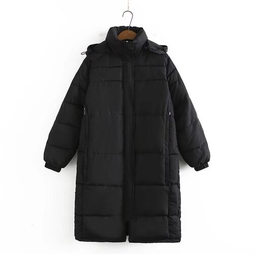 羽绒棉服过膝中长版加厚黑色棉衣200斤胖mm冬季大尺码棉袄女士外