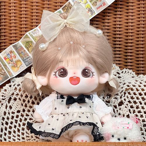 20cm娃衣赫本女孩套装棉花娃娃女娃衣服裙子发夹连V衣裙夏装换装