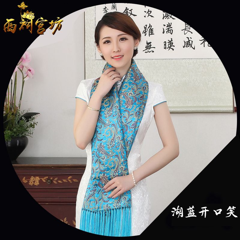 速发推荐南京云锦k围巾中国风特色出国送老外女士丝巾披风围脖生