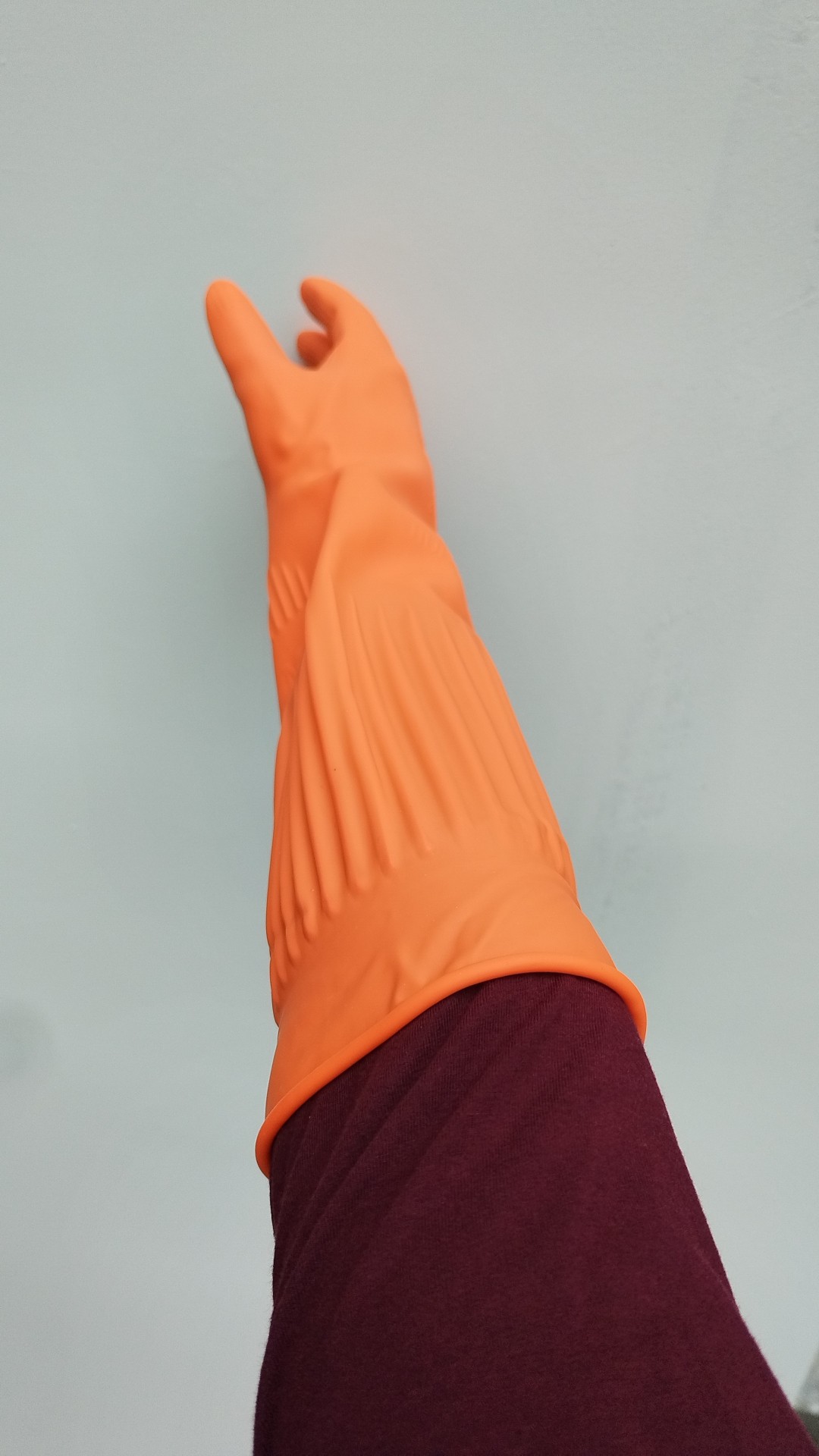 湘江牌45cm超长耐用型家务防护乳胶手套方便穿戴使用简单5双装