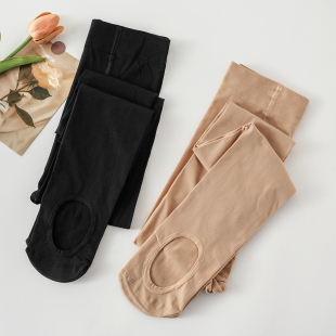 天鹅绒袜免脱脚底挖洞连裤袜春秋薄款丝袜防勾丝女薄肤色打底袜