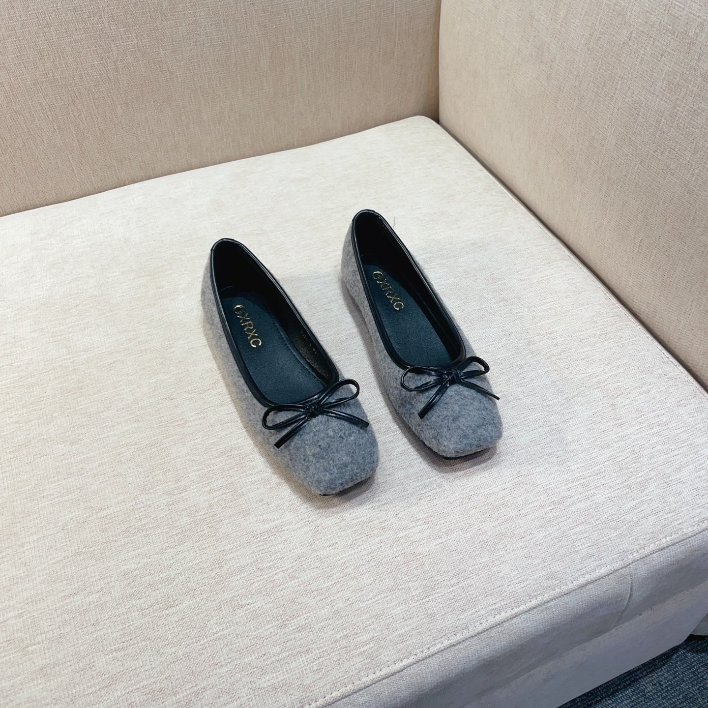 方头呢子面蝴蝶结平底单鞋女2026年春季新款浅口舒适软底芭蕾舞鞋,女鞋,浅口单鞋,淘宝优惠券,粉丝福利购,淘宝优惠卷