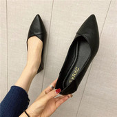 奶奶鞋 韩版 百搭上班鞋 黑色职业工作鞋 春秋通勤单鞋 女软底平底大码