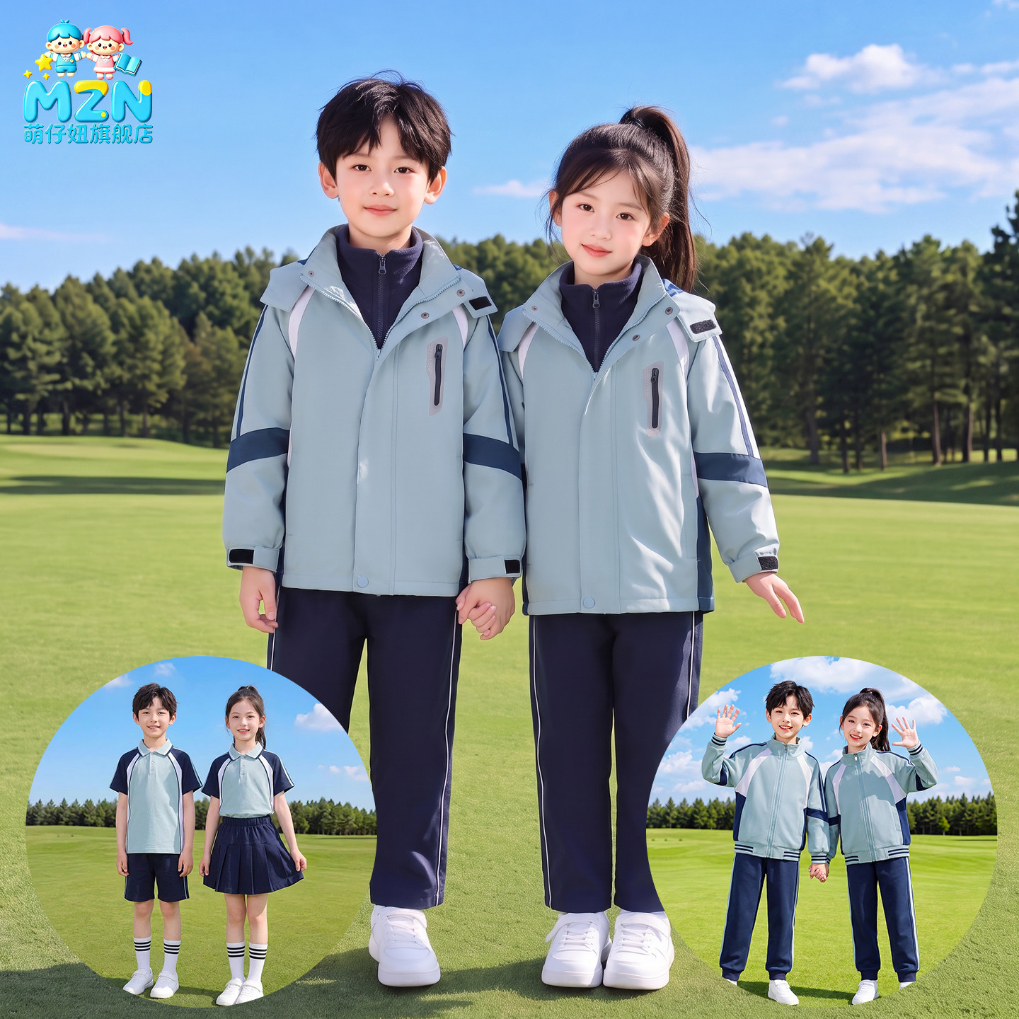 幼儿园园服春秋小学生校服冲锋衣图片