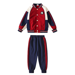 幼儿园园服春秋装儿童纯棉学院班运动服秋季小学生校服套装四件套