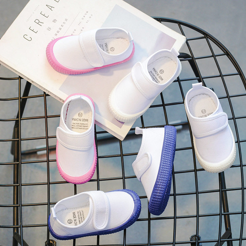 男女童幼儿园室内鞋男宝帆布鞋春女童校园小白鞋学生软底防滑布鞋