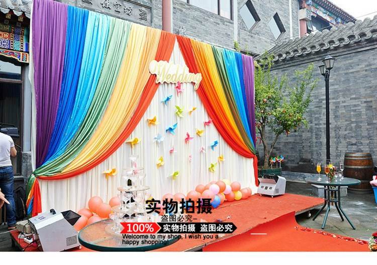 幼儿园表演区小舞台背景布婚庆背景纱幔舞台幕布婚礼帷幔年会布置