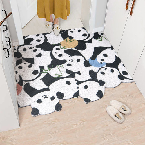 暖藻 福气滚滚来 可爱熊猫可裁剪进门入户门丝圈地垫家用门垫地毯
