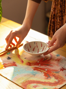 暖藻×张乐陆么么黑龙年棉麻餐垫新中式布艺隔热垫防烫桌垫碗盘垫