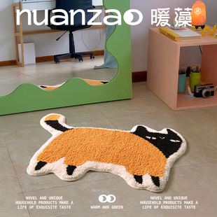 张乐陆X暖藻 可爱猫咪卧室床边毯吸水防滑脚垫卡通地毯儿童房地垫