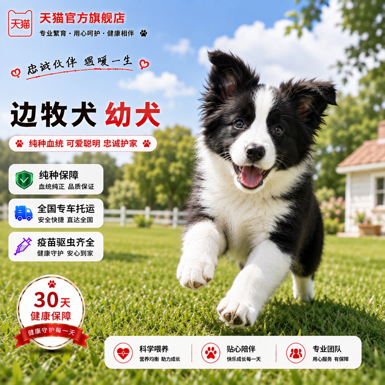 边境牧羊犬狗崽三色正宗真狗可