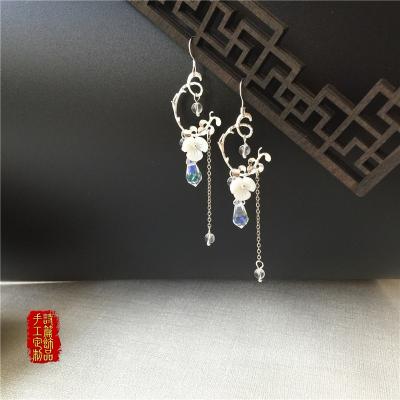 森系复古显脸瘦的七彩耳坠古风饰品古典耳环气质捷克