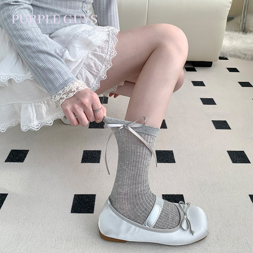灰色中筒袜女春夏薄款