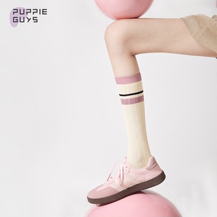 学院风运动jk瘦腿ins双杠长筒袜 purpleguys拼色小腿袜子女春夏季
