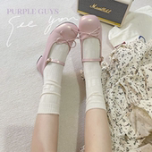 purple guys复古日系暗纹堆堆袜女春夏镂空透气小众纯色中筒袜子