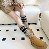 purple guys条纹拼接堆堆腿套亚文化y2k复古加厚保暖显瘦针织袜套