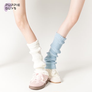 purpleguys針織襪套女夏季 y2k中筒辣妹豎紋顯瘦純色jk堆堆小腿套