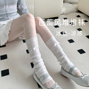 女蝴蝶结防晒护腿套白色jk冰丝小腿袜子中筒 芭蕾风堆堆袜套春夏季