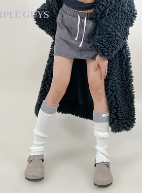 purple guys亚文化y2k腿套女秋冬小腿袜辣妹复古拼接针织堆堆袜套