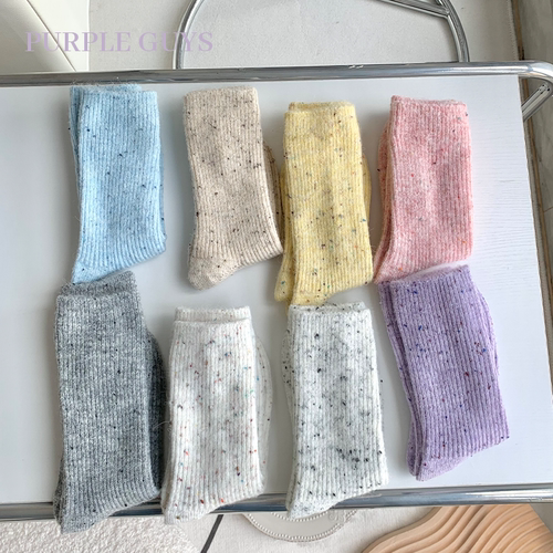 点子纱兔羊毛混纺冬季加厚堆堆袜