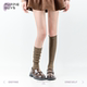 purpleguys咖色长筒袜子显瘦美拉德女木耳边小腿堆堆袜搭配小皮鞋