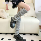 针织灰色袜套女秋冬日系jk过膝y2k长筒配雪地靴保暖堆堆袜小腿套