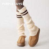 袜套女秋冬款 学院风针织过膝撞色y2k保暖条纹显瘦加长堆堆小腿套