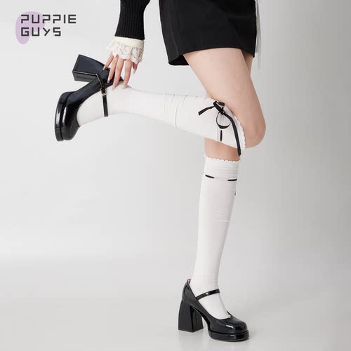 白色韩系jk飘带蝴蝶结小腿袜