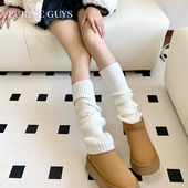 白色针织袜套女秋冬加厚jk辣妹配雪地靴腿套保暖显瘦小腿堆堆袜子