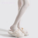 purpleguys白色连裤袜女春秋款法式爱心打底袜子显瘦竖条纹jk丝袜