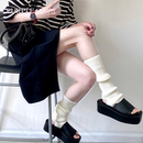 purple guys白色针织袜套女春秋日系显瘦jk辣妹毛线y2k堆堆小腿套