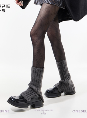 purpleguys灰色堆堆袜套女修饰腿型格雷系jk学院风叠穿针织小腿套