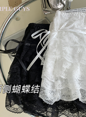 purpleguys白色蕾丝安全裤女夏季可外穿打底裤冰丝短裤防走光内裤