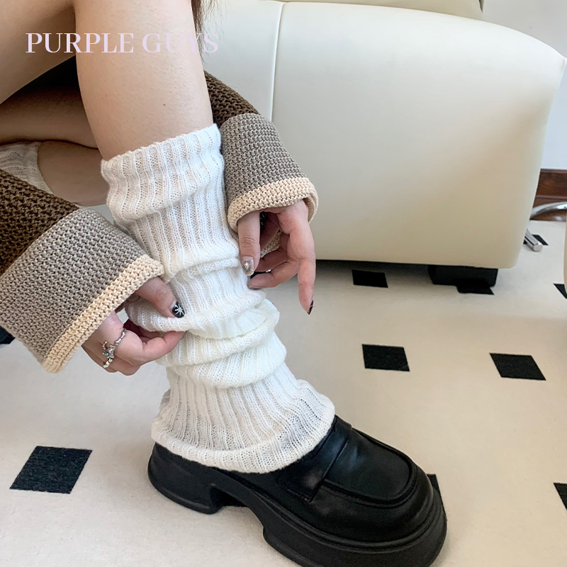 白色针织袜套学院风堆堆袜女