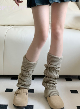 purple guys麻花袜套女款秋冬保暖针织羊毛翻边少女小腿套堆堆袜