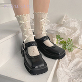 超薄款 purple guys蝴蝶结镂空蕾丝袜子女夏季 木耳边日系jk中筒袜