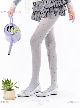 purpleguys灰色连裤袜女春夏季薄款透气竖纹显瘦格雷系碎花打底袜