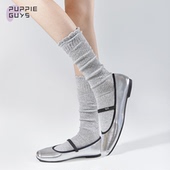 purpleguys袜子少女春夏季 薄款 镂空网眼透气芭蕾风jk小腿堆堆袜套