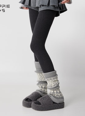 purpleguys费尔岛袜套女秋冬季加厚保暖羊毛雪地靴复古堆堆小腿套