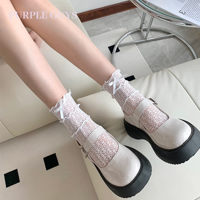 蝴蝶结蕾丝日系中筒袜