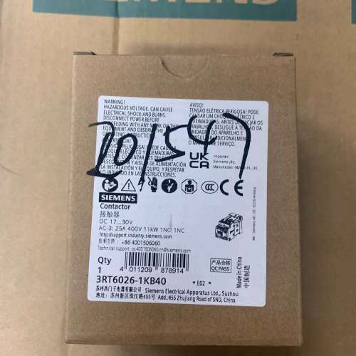 接触器3RT6026-1KB40 DC17-30V 全议价