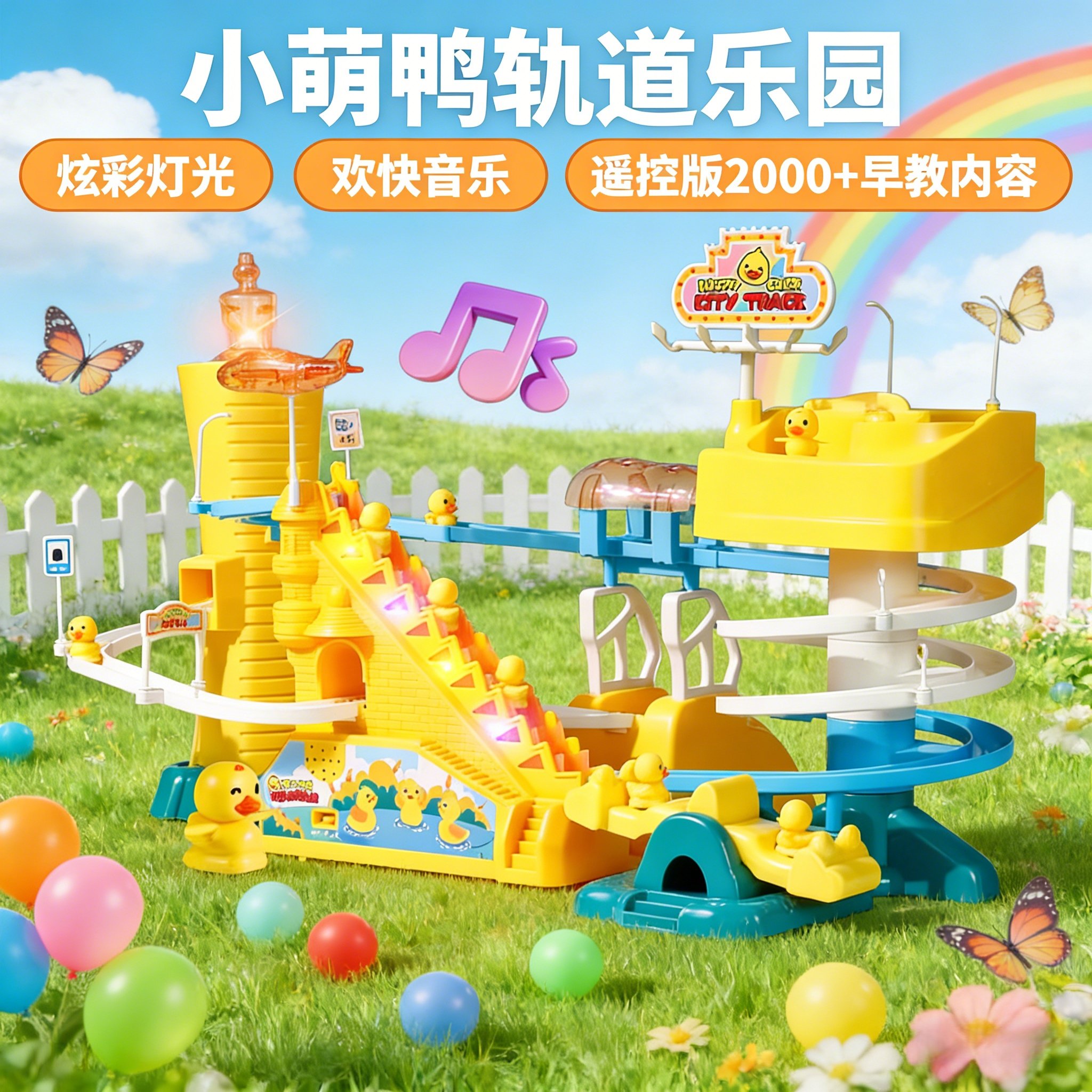 小黄鸭电动轨道玩具儿童遥控音乐灯光早教益智玩具爬楼梯玩具,玩具/童车/益智/积木/模型,电动/遥控轨道,淘宝优惠券,粉丝福利购,淘宝优惠卷