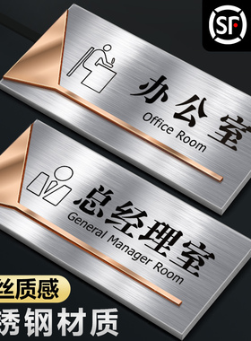 高档不锈钢办公室标识牌总经理室门牌定制公司部门科室牌标志指示牌财务室仓库生产车间标识金属门贴挂牌订制