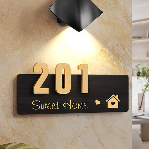 门牌定制磁吸感应灯门牌2025年新款门牌号码牌家用入户门牌号高级感轻奢创意门口装饰公寓民宿挂牌房间号订制