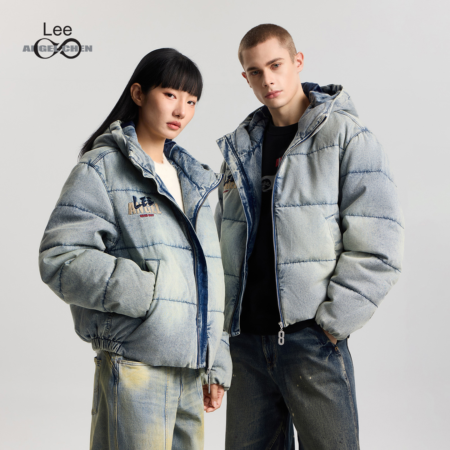 Lee IndiGO × ANGEL CHEN联名商场款25冬新连帽男女款羽绒服