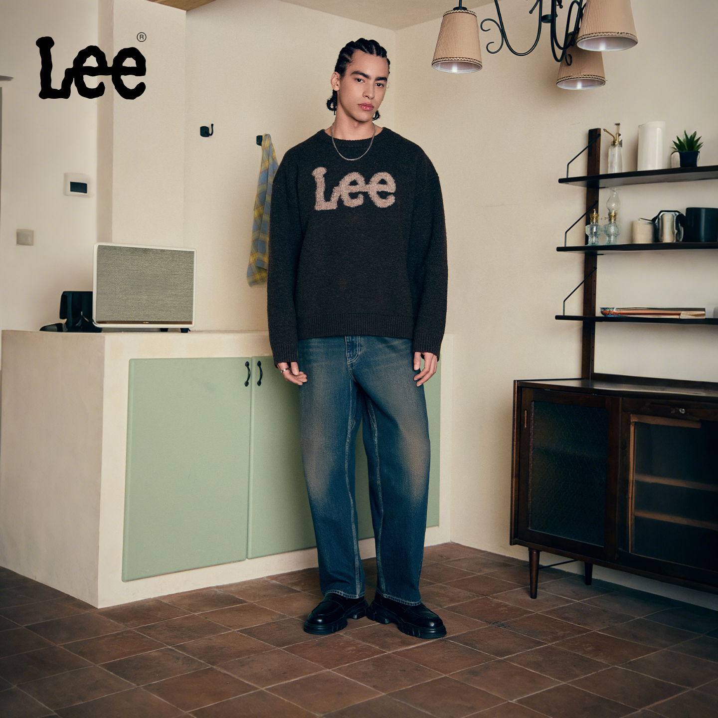 【张凌赫代言】Lee商场同款25秋冬新品舒适直筒深蓝色男牛仔裤潮