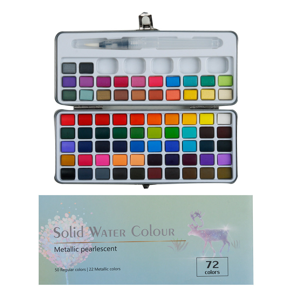 Hot selling 50/72/90/100 color portable solid watercolor set