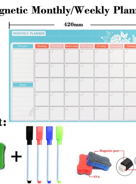 Magnetic Weekly Monthly Planner Table Dry Erase Whiteboard F
