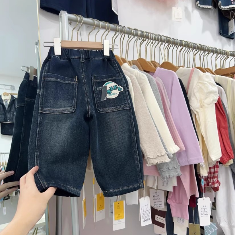 男童加绒牛仔裤冬季一体绒裤子潮